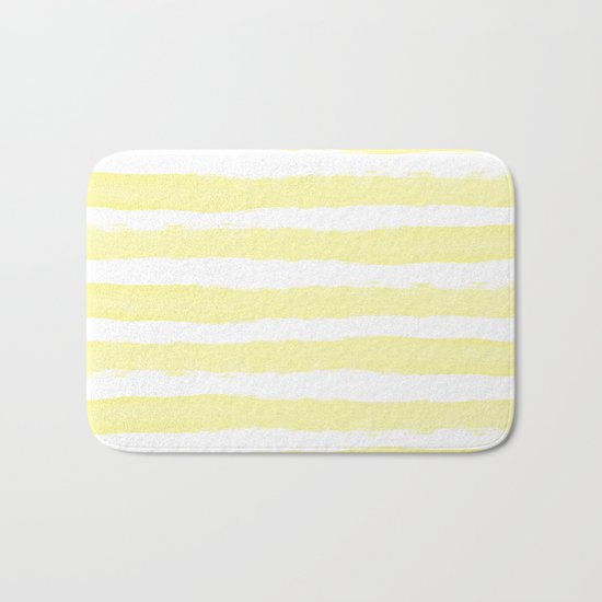 Sunny Yellow Handdrawn horizontal Beach Stripes - Mix and Match with Simplicity of Life Bath Mat
