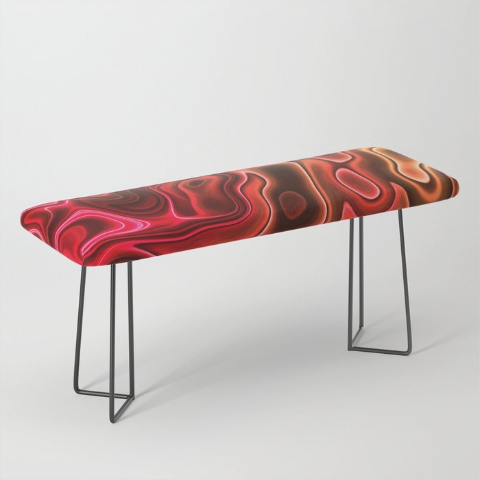 Red Wooden Pattern Bench