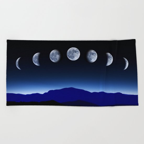 Moon Phases #blue Beach Towel