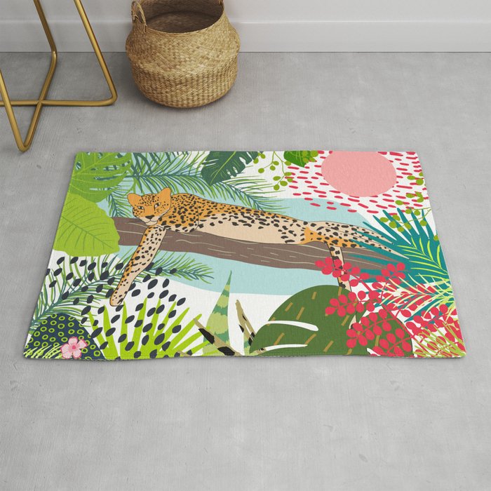 Colorful Jungle Cheetah Print Rug