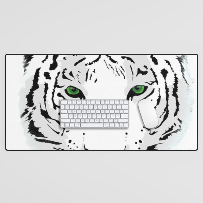 White tiger home decor Desk Mat