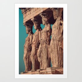 Caryatids of the Erectheum, ancient greek, Agora of Athens, Erectheum, Greece photography, Athens Acropolis Art Print