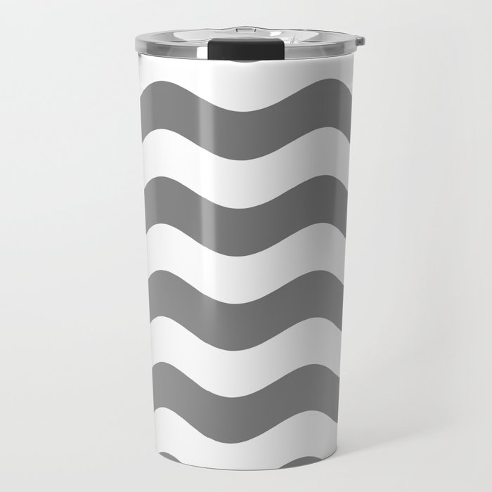 Wavy Stripes (Gray/White) Travel Mug