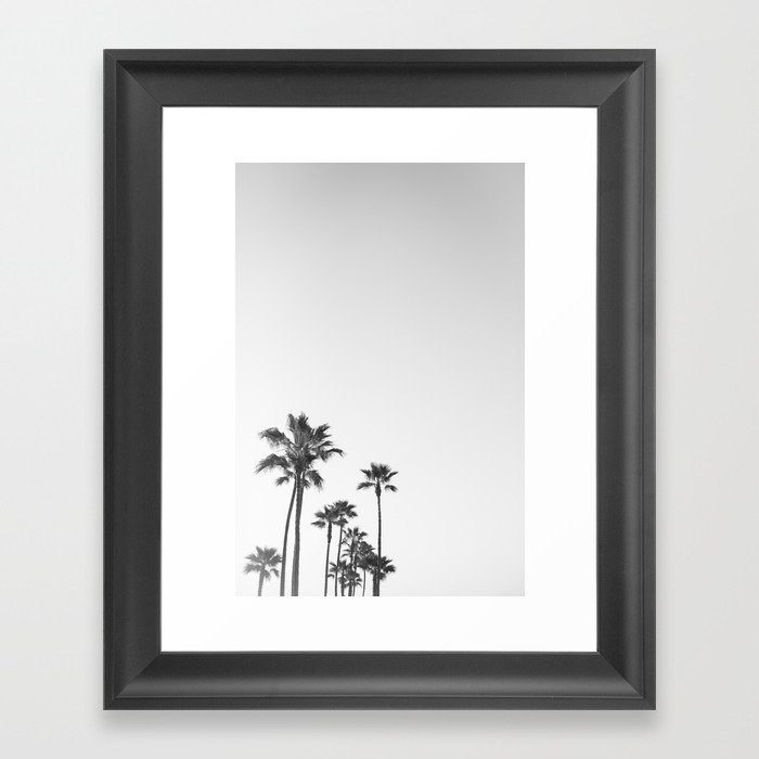 Black and White California Palms Framed Art Print