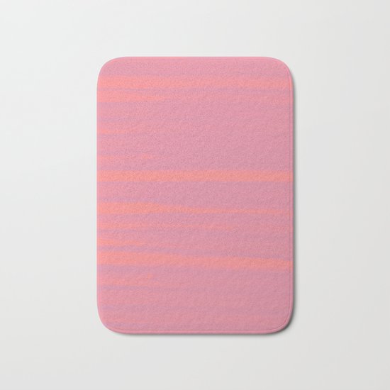 Peach Earth Lines, Pink Stripes Bath Mat