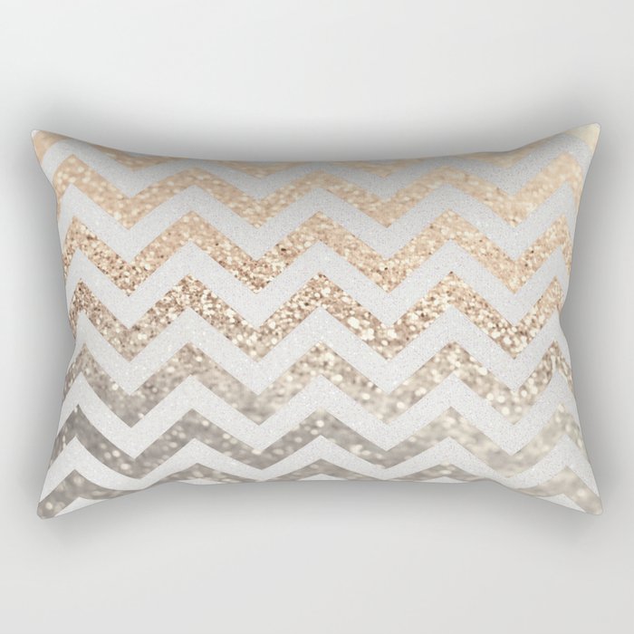 GOLD SILVER CHEVRON Rectangular Pillow