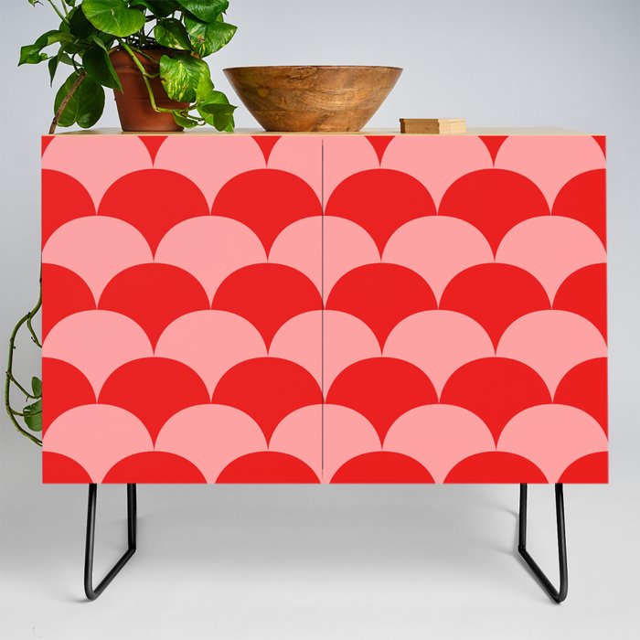 Deco Pattern pink and red Credenza