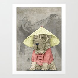 Shar Pei on the Great Wall Art Print