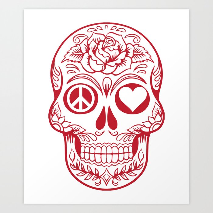 Skulls red heart eyes to fall in love' Sticker