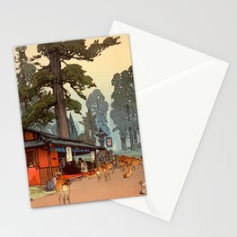 Deer at Kasuga Shrine by Hiroshi Yoshida - Japanese Vintage Ukiyo-e Woodblock Print Stationery Card