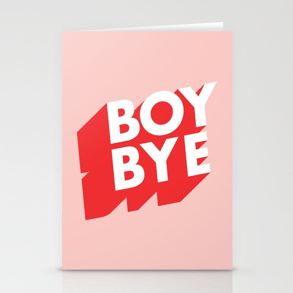 Boy Bye funny poster typography graphic design in red and pink home decor Stationery Cards