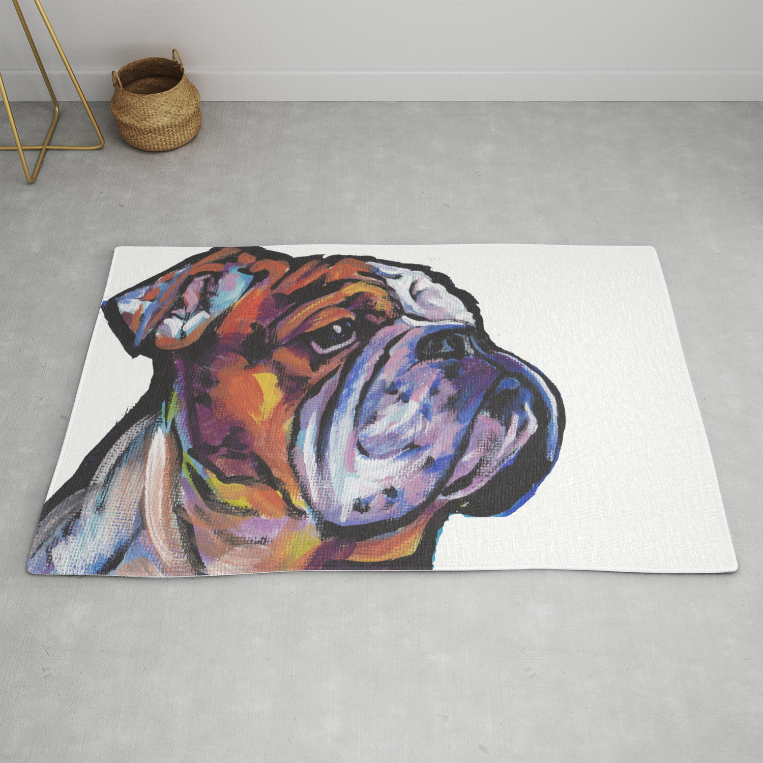 Fun English Bulldog Dog Portrait Bright Colorful Pop Art Painting