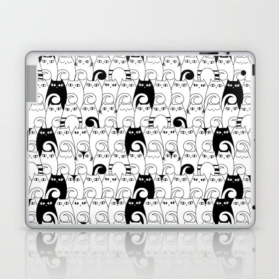 Pretty Kitties in Black and White Laptop & iPad Skin