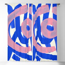 Tribal Pink Blue Fun Colorful Mid Century Modern Abstract Painting Shapes Pattern Blackout Curtain | Pattern, Fun, Shapes, Midcentury, Acrylic, Colorful, Painting, Tribalpinkblue, Abstract, Ink 
