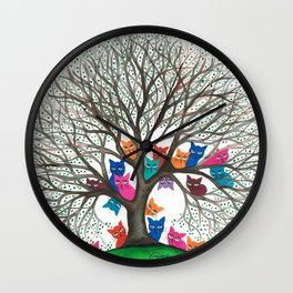 Connecticut Whimsical Cats in Tree Wall Clock