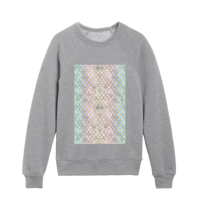 Pretty Mermaid Scales 19 Gold Kids Crewneck