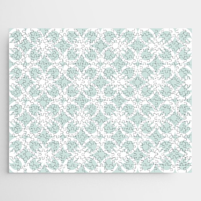 Pastel Blue and White Floral Flower Pattern - Coloro 2022 Popular Color Pure Water 088-88-09 Jigsaw Puzzle