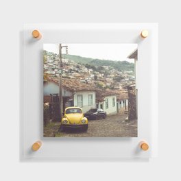 Brazil Photography - Old Street With An Old Yellow Car Floating Acrylic Print