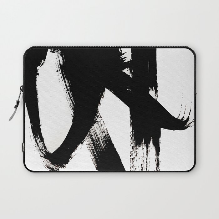 Brushstroke 2 - simple black and white Laptop Sleeve