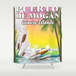 Puerto de Mogán Canary Islands travel poster Shower Curtain