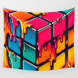 Rubik's Cube Melting Rubik's Cube Wall Tapestry