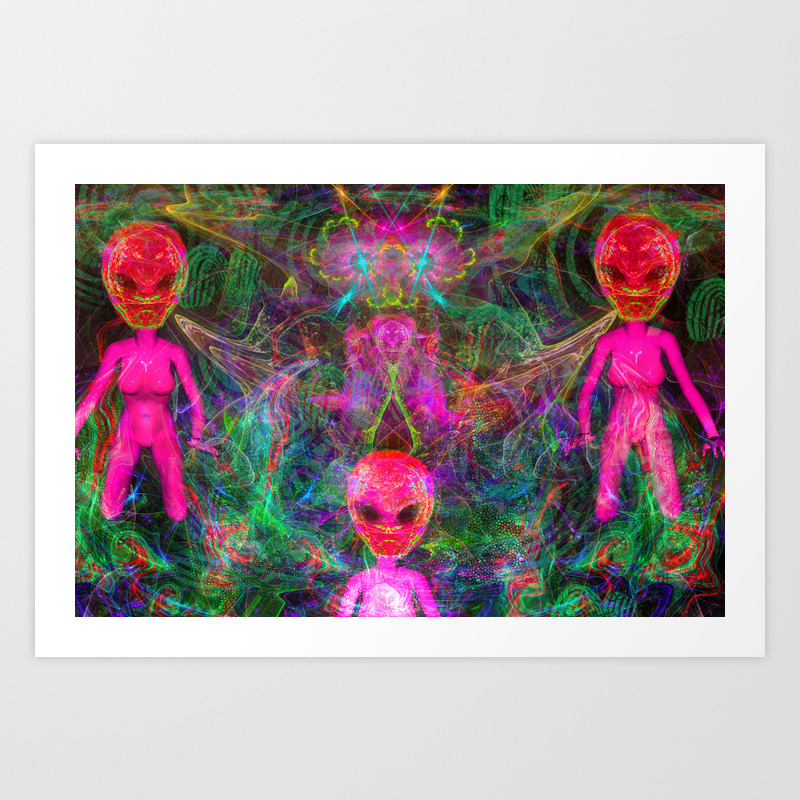 Kneel Before The Bubblegum Alien King Psychedelic Art Print By Discordantdreams Society6