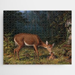 Deer & Fawn Love Art Jigsaw Puzzle