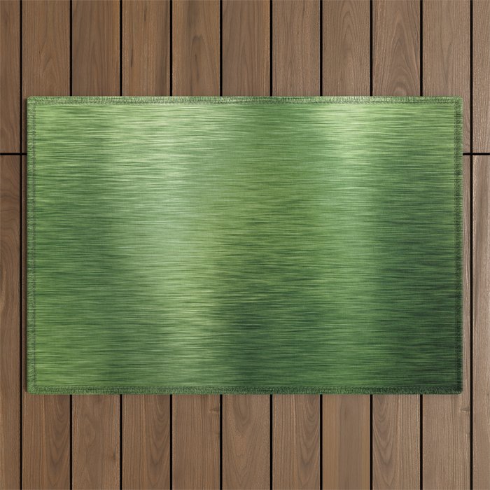 Dark Green Brushed Metallic Steel Outdoor Rug