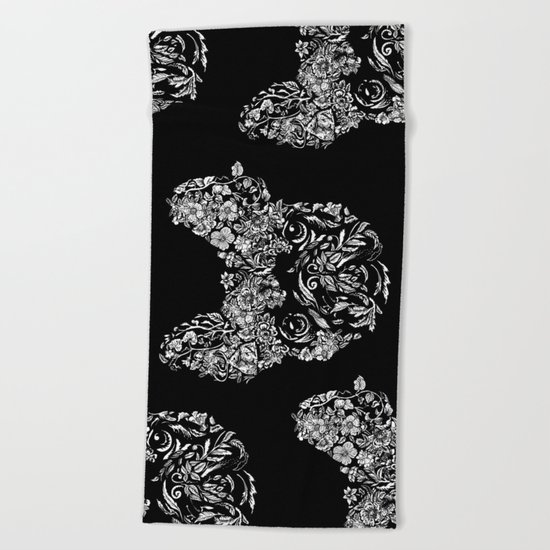 Botanical frenchie Beach Towel