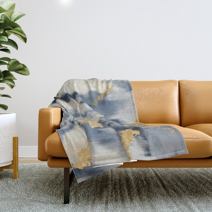 Blue and gold throw blanket sales