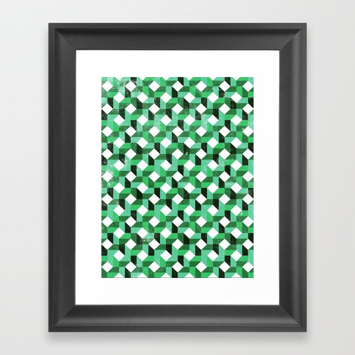 Quilt – Green Framed Art Print