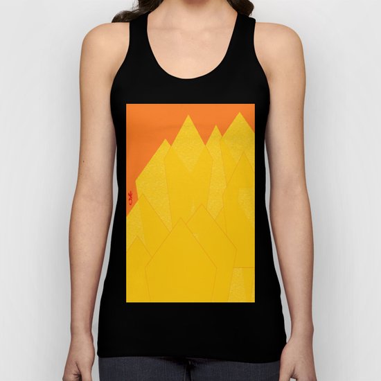 Colorful Yellow Abstract Shapes Unisex Tank Top