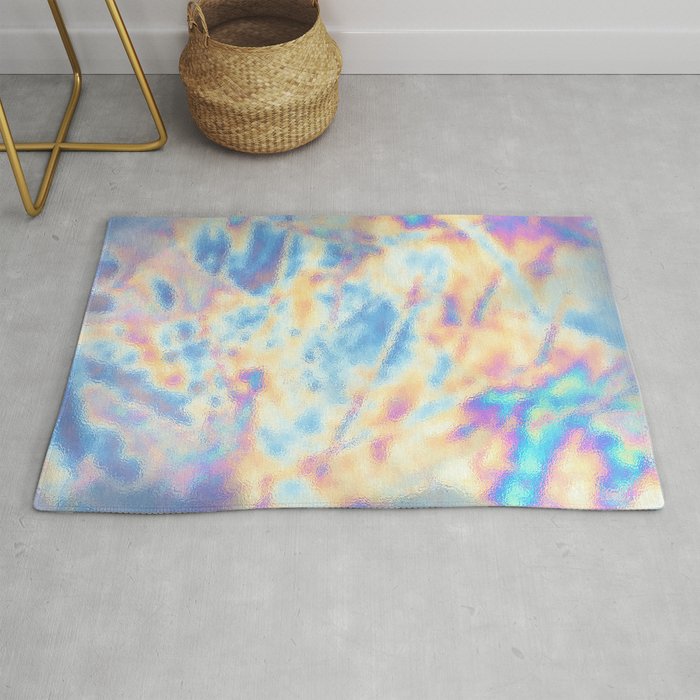 Holographic colorful oily marble pattern Rug