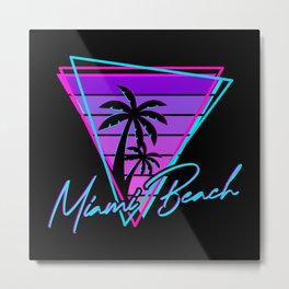 Retro Miami Beach Vintage 80s Beach Gift Metal Print