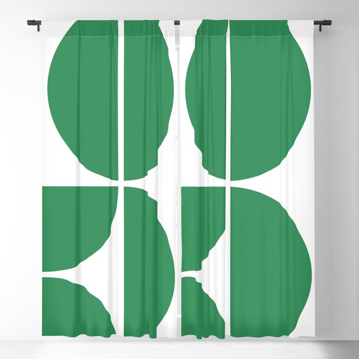 Mid Century Modern Green Square Blackout Curtain