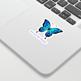 Papillo Ulysses Blue Butterfly "Become the Change" Classic Aesthetic  Sticker