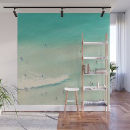 Aerial Ocean - Swimming - Turquoise - Crashing Waves - Sea photography by Ingrid Beddoes Wall Mural