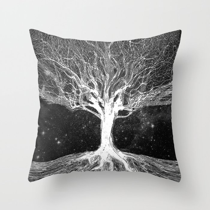 Starry Night Tree of Life Throw Pillow