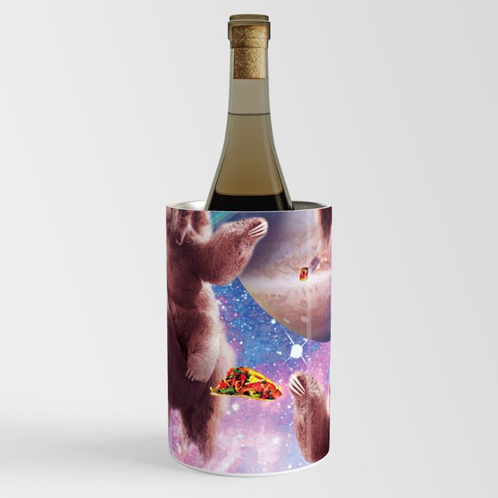 Space Cat Sloth Llama Riding, Rainbow Laser Eyes Wine Chiller