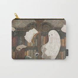 There's a Poltergeist in the Library Again... Carry-All Pouch | Spirit, Painting, Ghost, Vintage, Creepy, Books, Digital, Study, Cute, Quill 