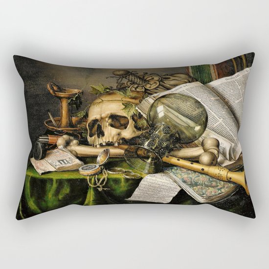 Vintage Vanitas- Still Life with Skull Rectangular Pillow