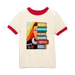 Never Underestimate Power of A Girl With Book RBG Ruth Girls T-Shirt Kids T Shirt | Girl, Women, Power, Quote, Graphicdesign, Bader, Rights, Vintage, Book, Justice 