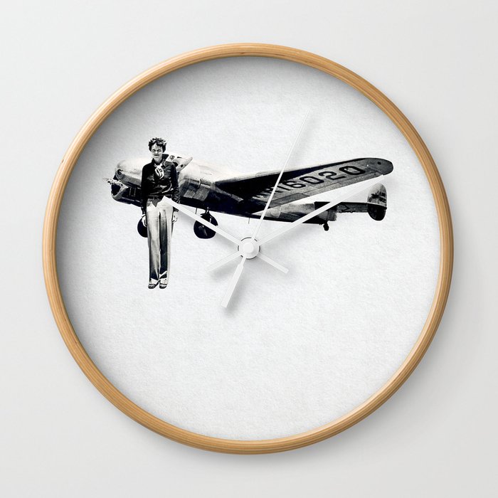 Amelia Earhart with her Airplane Wall Clock