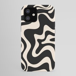 Retro Liquid Swirl Abstract in Black and Almond Cream  iPhone Case | Wavy, Retro, Swirl, Cool, Liquid Swirl, Vibe, Digital, Boho, 80S, Abstract 