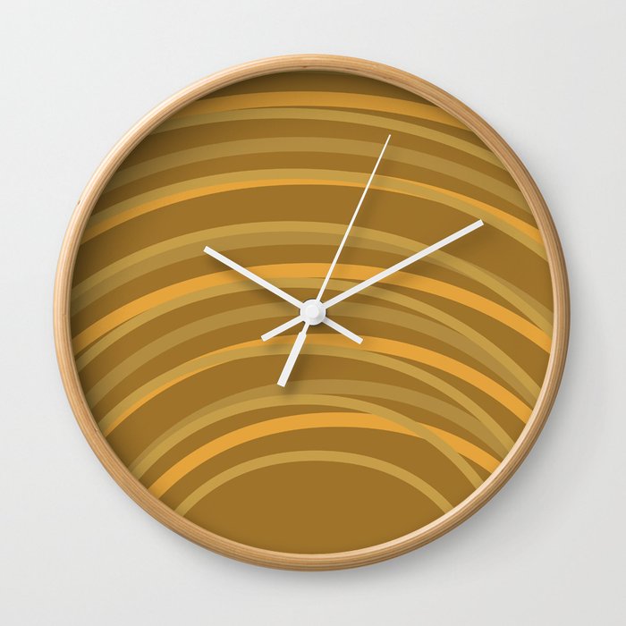 Golden Imperfect Rainbow Arch Lines Wall Clock