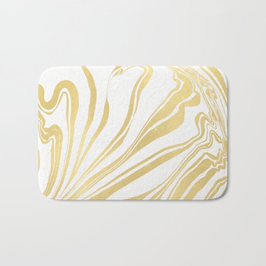 Bronze Copper Gold Rush Marble Ink Swirl Bath Mat