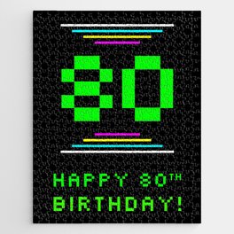[ Thumbnail: 80th Birthday - Nerdy Geeky Pixelated 8-Bit Computing Graphics Inspired Look Jigsaw Puzzle ]