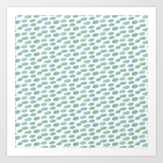 DOTS BLUE AND YELLOW WATERCOLOUR Art Print