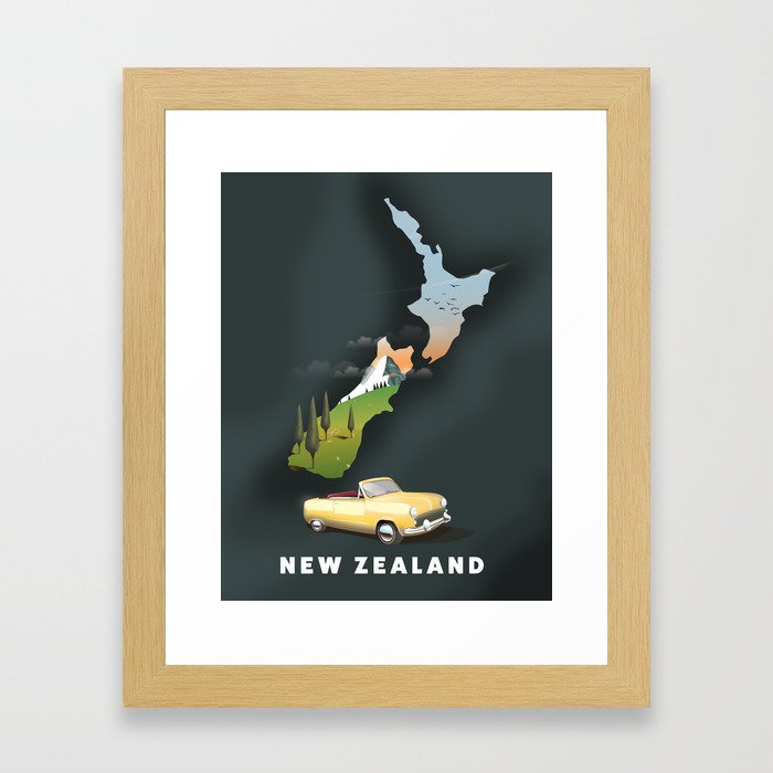 New Zealand travel poster Framed Art Print