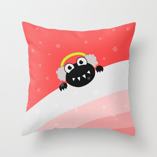 Cute Winter Bug With Earflaps Throw Pillow